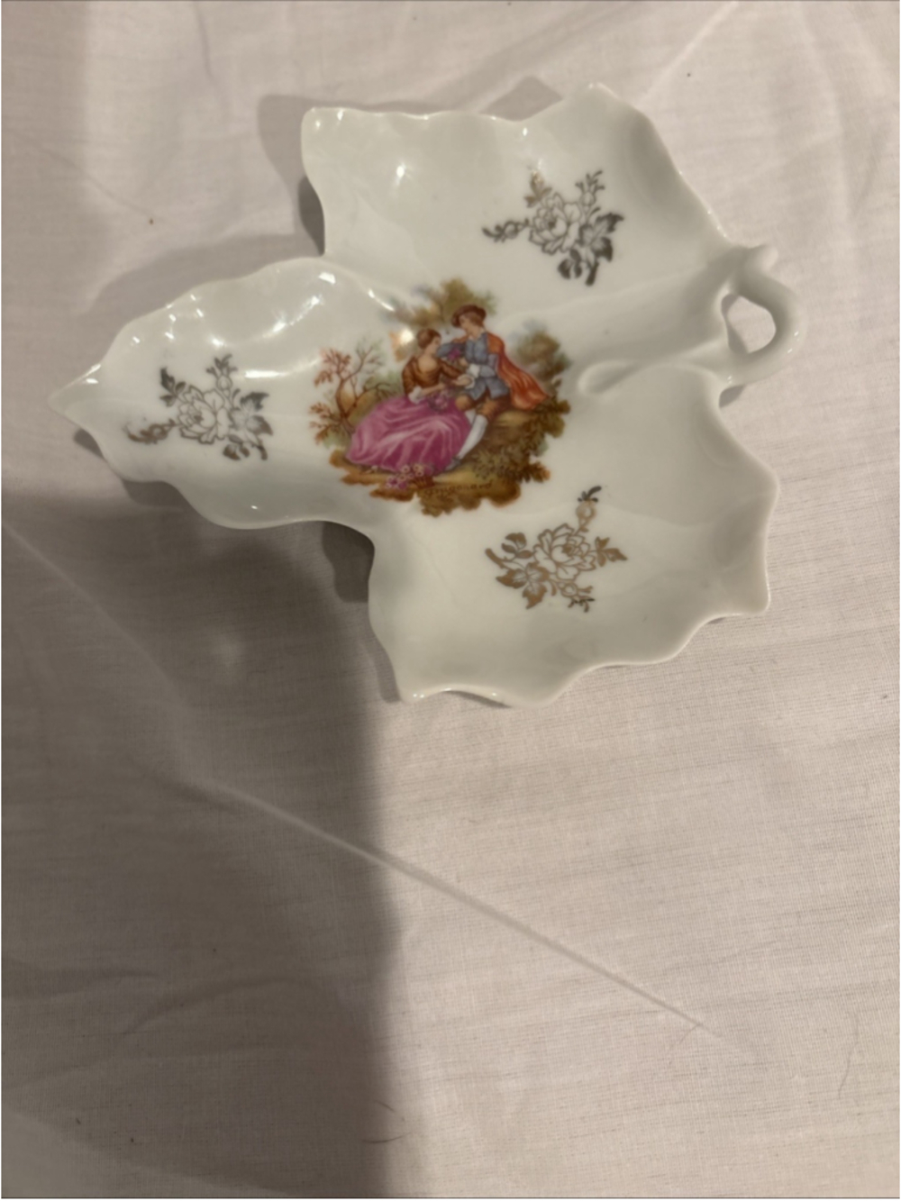 Vintage Porcelain Limoges France Leaf Trinket Dish Pin Tray